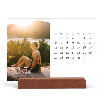 Calendario con supporto in legno orizzontale — Graziato semplice