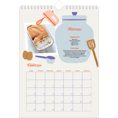 Calendario personalizzato A4 — Un anno di ricette [Febbraio]