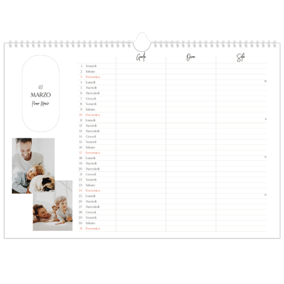 Calendario fotografico A3 — Fare programmi - Famiglia di 3 [Marzo]