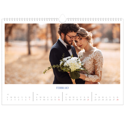 Calendario A3 orizzontale  — Classico cobalto [Febbraio]