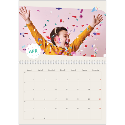 Calendario A4 Doppio — Compleanno iconico [Aprile]