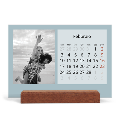 Calendario con supporto in legno orizzontale  — Neo Scandi [Febbraio]