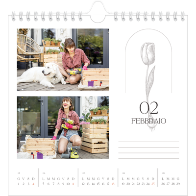 Calendari quadrati — Batanico semplice [Febbraio]