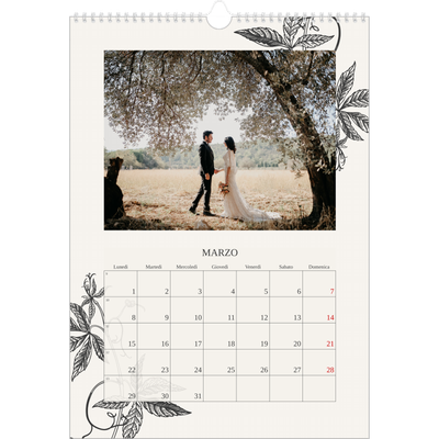 Calendario A3 verticale — Inchiostro e edera [Marzo]