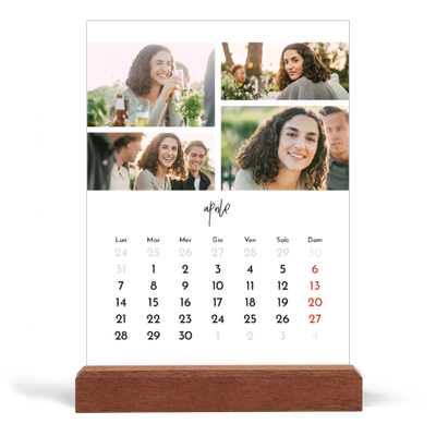 Calendario con supporto in legno verticale  — Disposizioni fotografiche [Aprile]