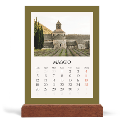 Calendario con supporto in legno verticale  — Colori classici [copertina]