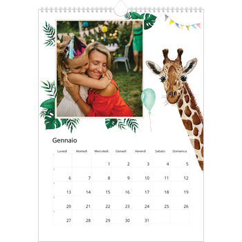 Calendario personalizzato A3 — Animali ad acquerello
