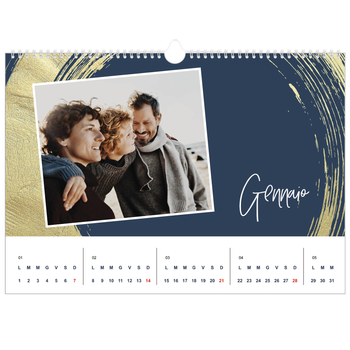 Calendario Fotografico A3 Orizzontale — Sfondi spazzolati d'oro