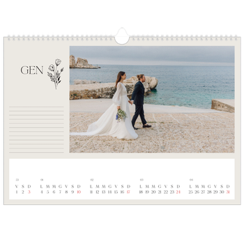 Calendario Fotografico A3 Orizzontale — Iniziali in fiore