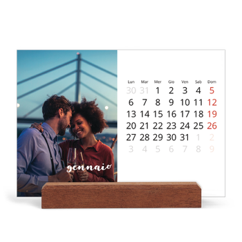Calendario con supporto in legno orizzontale — Scrittura semplice