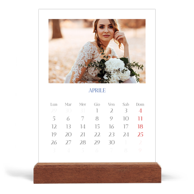 Calendario con supporto in legno verticale  — Classico cobalto [Aprile]