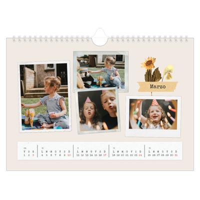 Calendario fotografico A4 — Scrapbooking vintage [Marzo]