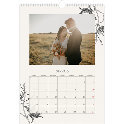 Calendario A3 verticale — Inchiostro e edera [Gennaio]