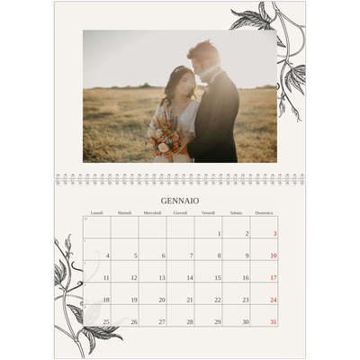 Calendario A4 Doppio — Inchiostro e edera [Gennaio]