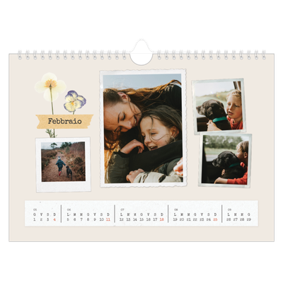 Calendario fotografico A4 — Scrapbooking vintage [Febbraio]