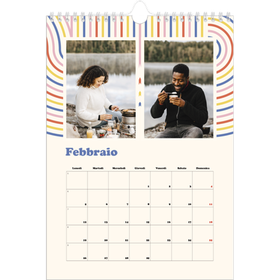 Calendario personalizzato A4 — Strisce retro [Febbraio]