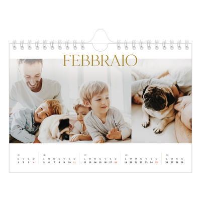 Calendario fotografico A5 — Testo in grande d'oro [Febbraio]