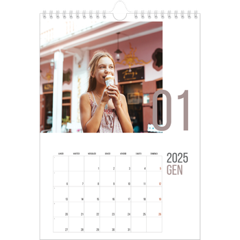 Calendario personalizzato A4 — Mesi numerati