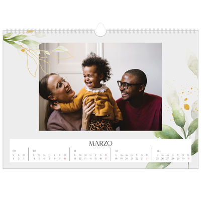 Calendario A3 orizzontale  — Spruzzo floreale [Marzo]