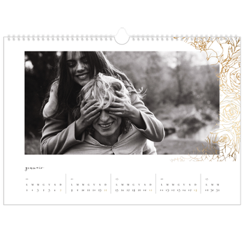 Calendario Fotografico A3 Orizzontale — Disegni a linee floreali d'oro