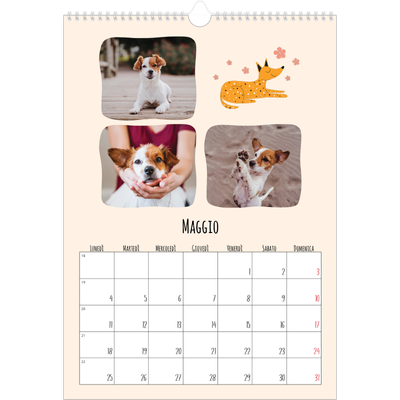 Calendario A3 verticale — Zampette di cane e scarabocchi [copertina]