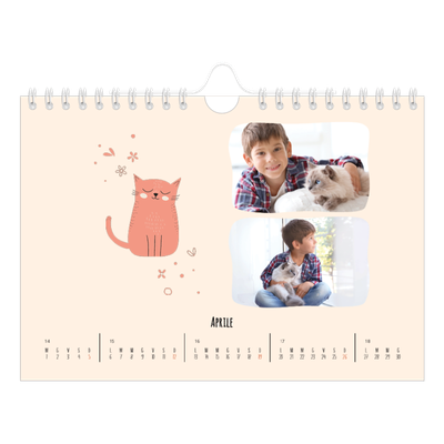 Calendario fotografico A5 — Zampette di gatto e scarabocchi [Aprile]