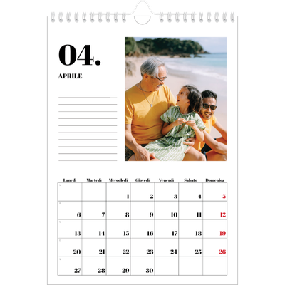 Calendario personalizzato A4 — Serif e momenti [Aprile]