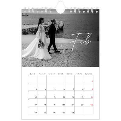 Calendario fotografico A5 — Scrittura elegante [Febbraio]