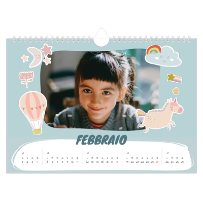 Calendario fotografico A4 — Unicorno arcobaleno [Febbraio]