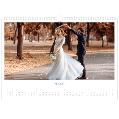 Calendario A3 orizzontale  — Classico cobalto [Maggio]