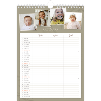 Calendario personalizzato A4 — Calendario terra a terra - Famiglia di 3