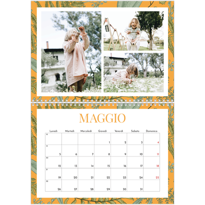 Calendario A4 Doppio — Carta da parati floreale [copertina]