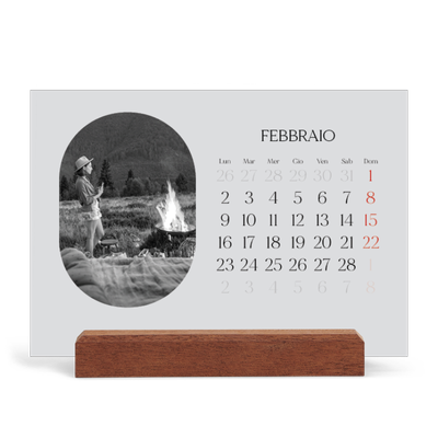 Calendario con supporto in legno orizzontale  — La strada aperta [Febbraio]