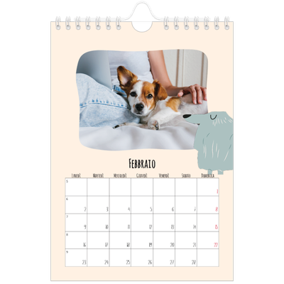 Calendario fotografico A5 — Zampette di cane e scarabocchi [Febbraio]