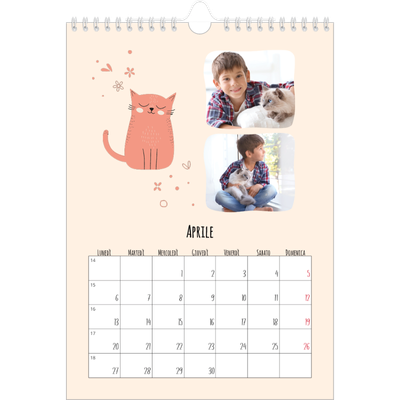 Calendario personalizzato A4 — Zampette di gatto e scarabocchi [Aprile]