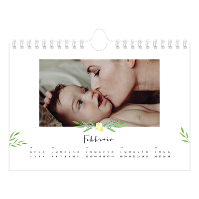 Calendario fotografico A5 — Illustrazioni floreali [Febbraio]