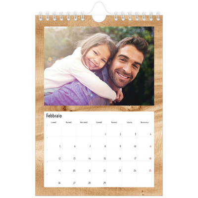 Calendario fotografico A5 — Legno [Febbraio]
