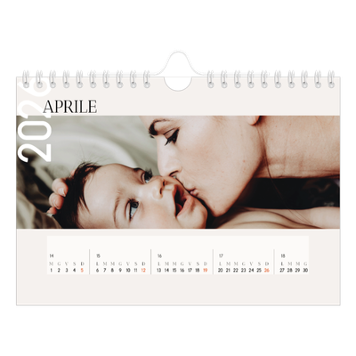 Calendario fotografico A5 — Testo sovrapposto [Aprile]
