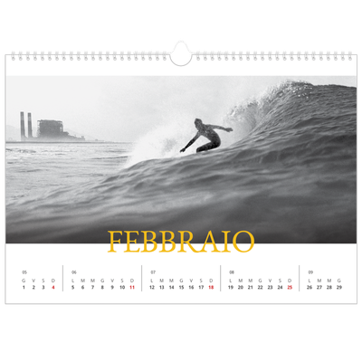 Calendario A3 orizzontale  — Stile tradizionale [Febbraio]