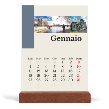 Calendario con supporto in legno verticale — Vedute del mondo