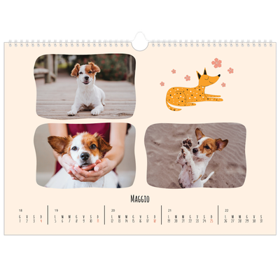 Calendario A3 orizzontale  — Zampette di cane e scarabocchi [copertina]