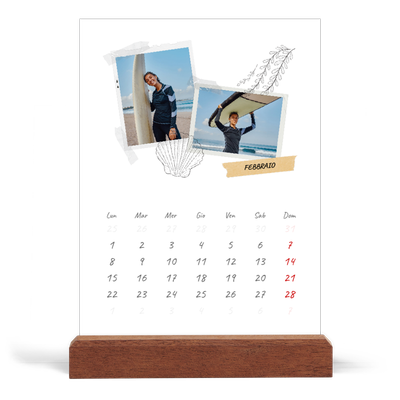 Calendario con supporto in legno verticale  — Album ricordi con stile [Febbraio]