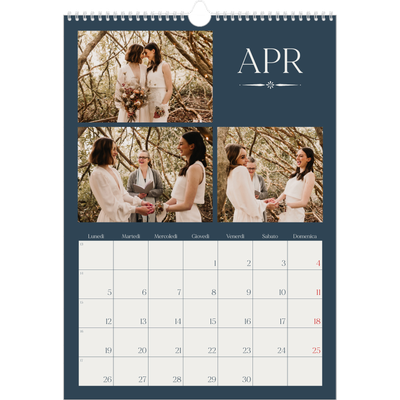 Calendario A3 verticale — Ardesia e grazie [Aprile]