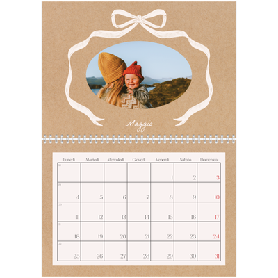 Calendario A4 Doppio — Kraft e fiocco [copertina]