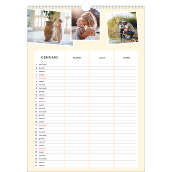 Calendario personalizzato A3 — Calendario moderno - Famiglia di 3