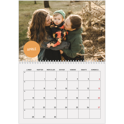 Calendario A4 Doppio — Adesivo fotografico [Aprile]