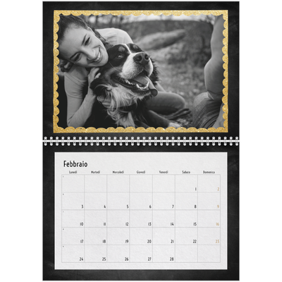 Calendario A4 Doppio — Cornici dorate [Febbraio]