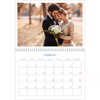 Calendario A4 Doppio — Classico cobalto [Febbraio]