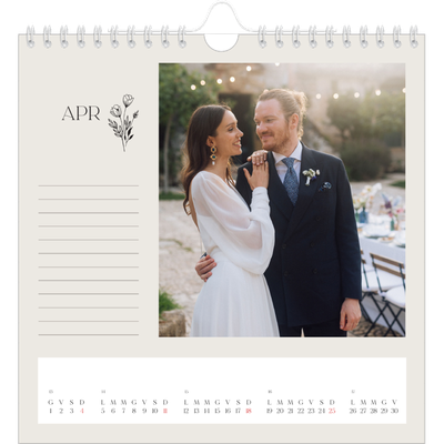 Calendari quadrati — Iniziali in fiore [Aprile]