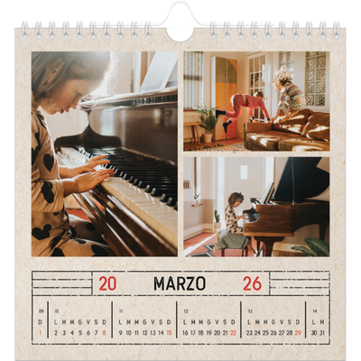 Calendari quadrati — Effetto timbro artigianale [Marzo]